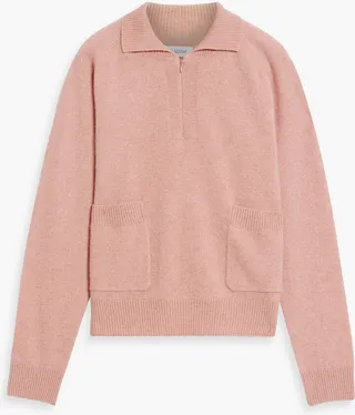 Mélange cashmere half-zip sweater