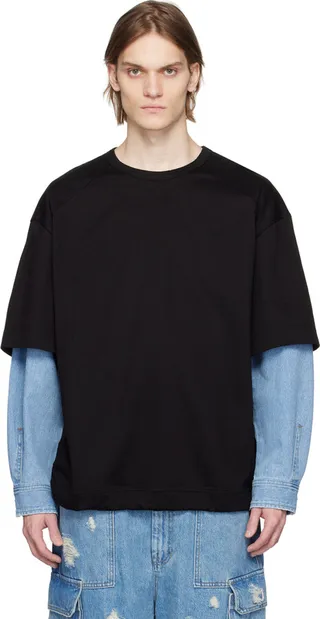 Juun.J Black Layered T-Shirt