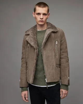 Dylan Shearling Biker Jacket - Inox Grey