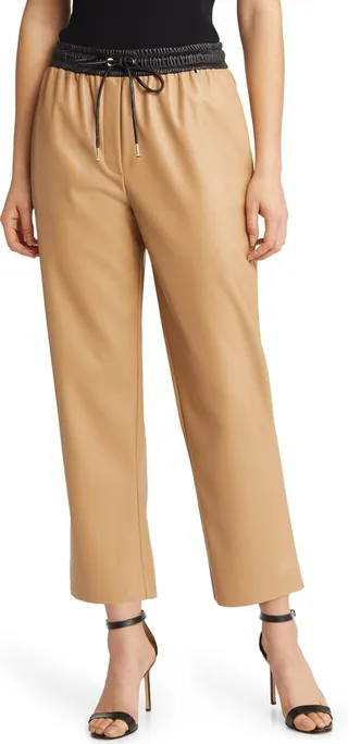 Tarona Faux Leather Drawstring Pants