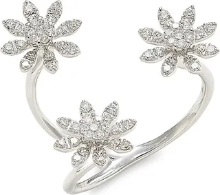 14K White Gold Diamond Flower Ring