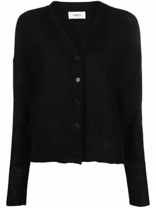 V-neck fine-knit cardigan
