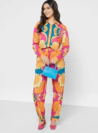 Printed Casual Pant Set