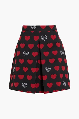 Pleated jaquard-knit mini skirt