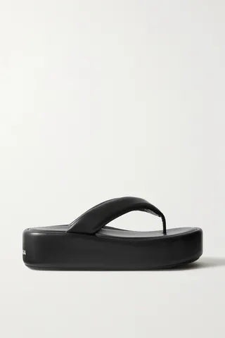 Balenciaga - Rise Leather Platform Flip Flops - Black