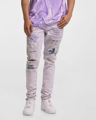 Men's Heavy Repair Plaid-Patch Jeans