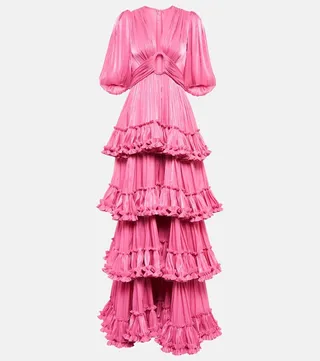 Plisse tiered gown