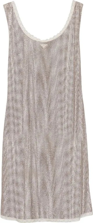 Rhinestone-Embellished Mesh Minidress