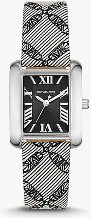 Mini Emery Silver-Tone and Empire Logo Jacquard Watch