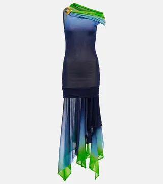 Asymmetrical silk maxi dress