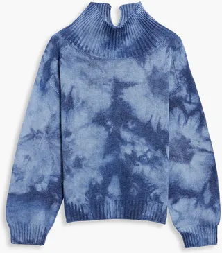 Tie-dyed merino wool-blend turtleneck sweater