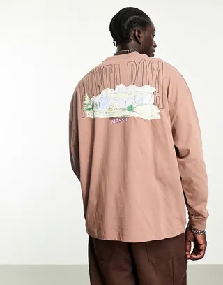ASOS DESIGN oversized long sleeve t-shirt with outdoor back print