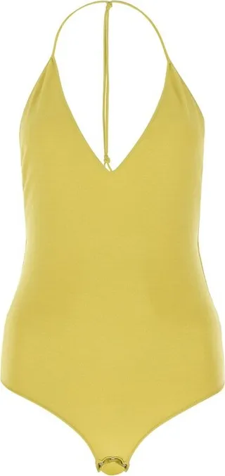 Bottega Veneta Deep V-Neck Open Back Bodysuit