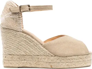Neutral Bianca 80 Canvas Wedge Espadrilles