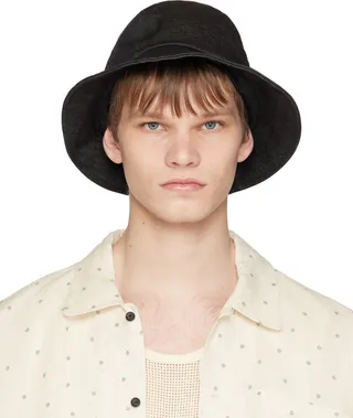 Jan-Jan Van Essche Black O-Project Paneled Denim Bucket Hat