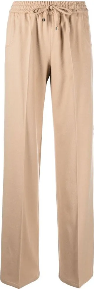 Pressed-Crease Cashmere Straight Trousers