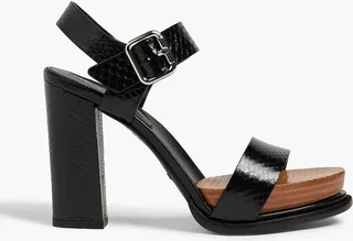 Snake-effect leather platform sandals