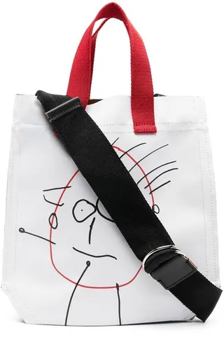 Graphic-Print Waved Tote Bag