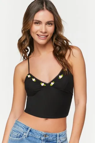 Rose Applique Cropped Cami