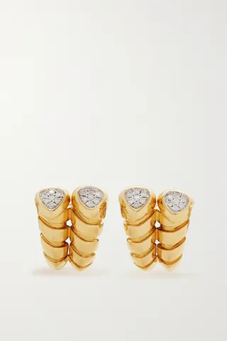 Marina B - Trisolina Double 18-karat Gold Diamond Earrings - One size