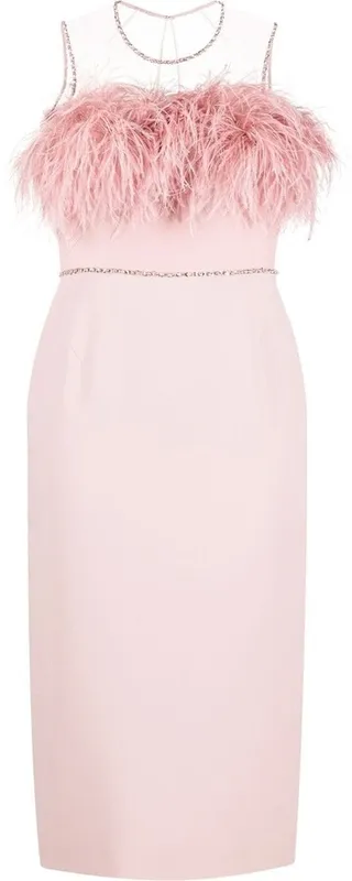 Feather-Trim Shift Dress