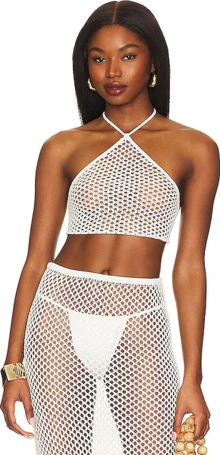 Fishnet Crochet Halter Top