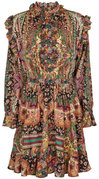 Paisley wool and silk minidress