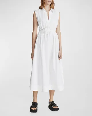 Soraya Cotton Waist-Tie Midi Dress