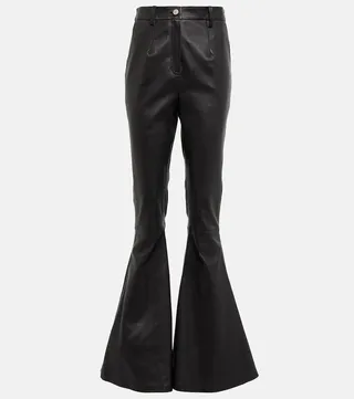 High-rise flared leather pants