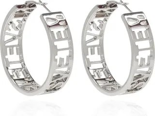 Vetements Logo-Lettering Embellished Hoop Earrings