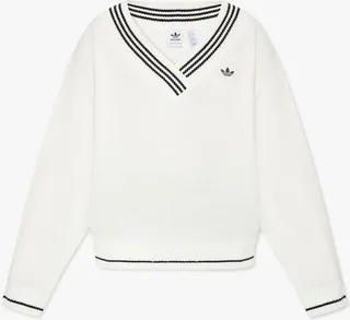 Adidas Originals V-neck Logo-Print Sweater