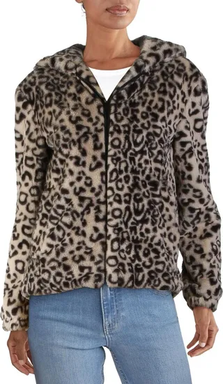 Womens Light Weight Cropped Faux Fur Coat