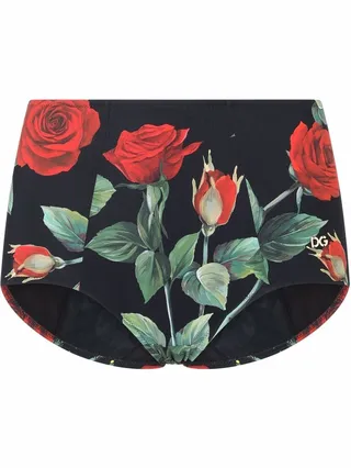 Rose-Print Bikini Bottoms