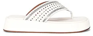 ALAÏA Vienne Plastron Thong Sandals in White