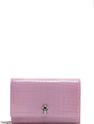 Leather shoulder bag with iconic Skull