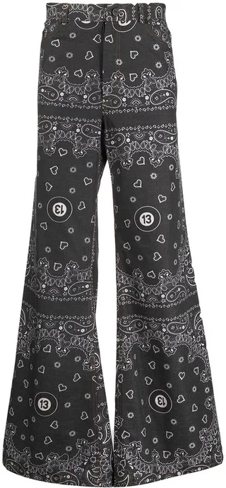 Bandana-Print Wide-Leg Jeans