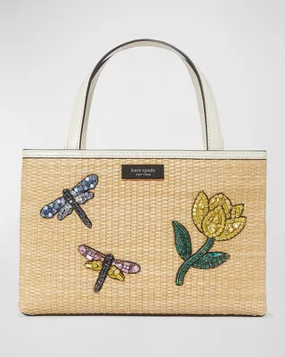 Sam Icon Small Dragonfly Straw Tote Bag