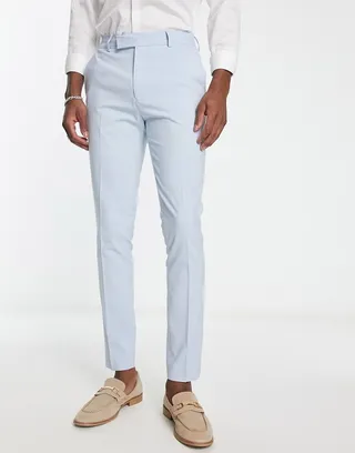 ASOS DESIGN skinny smart pants in pastel blue