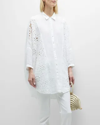 Oversized Eyelet Linen Shirt