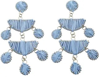 Rattan Geometric Drop Earrings