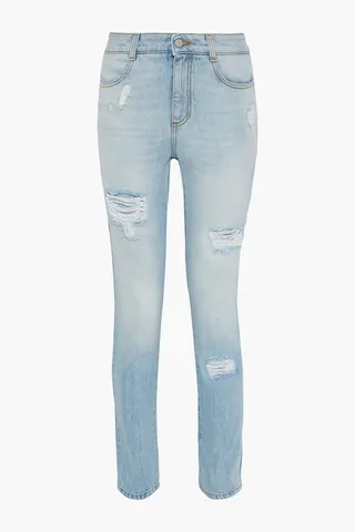 The Skinny distressed high-rise skinny jeans