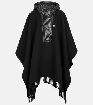 Virgin wool and nylon cape