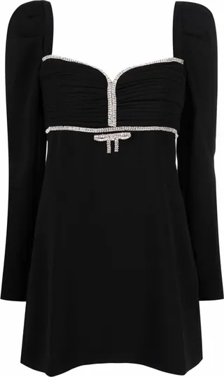 Crystal-Embellished Long-Sleeve Dress