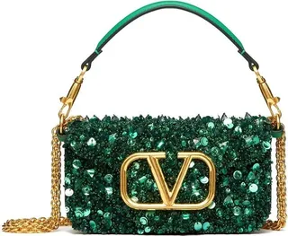 Green Small Locò Embellished Shoulder Bag