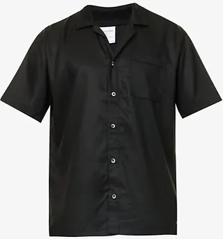 ens Black Patch-pocket Short-sleeved Woven Shirt