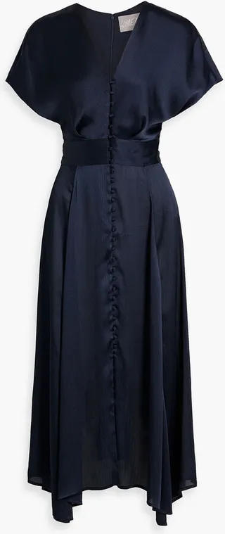 Asymmetric crepon midi dress
