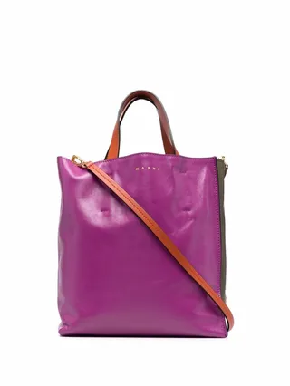 Colourblock Leather Tote Bag