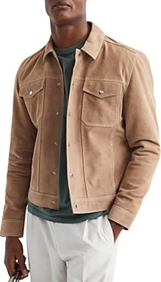 Reiss Noa Slim Fit Suede Jacket