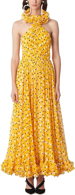 Carolina Herrera Halter Top Ruffled Edge Dress