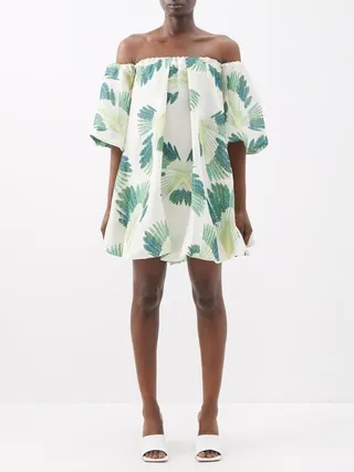 Jennyfer Off-shoulder Linen-blend Mini Dress